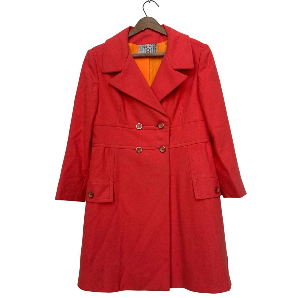 Vintage Peck & Peck Wool Coat coral Double Breasted Union Made